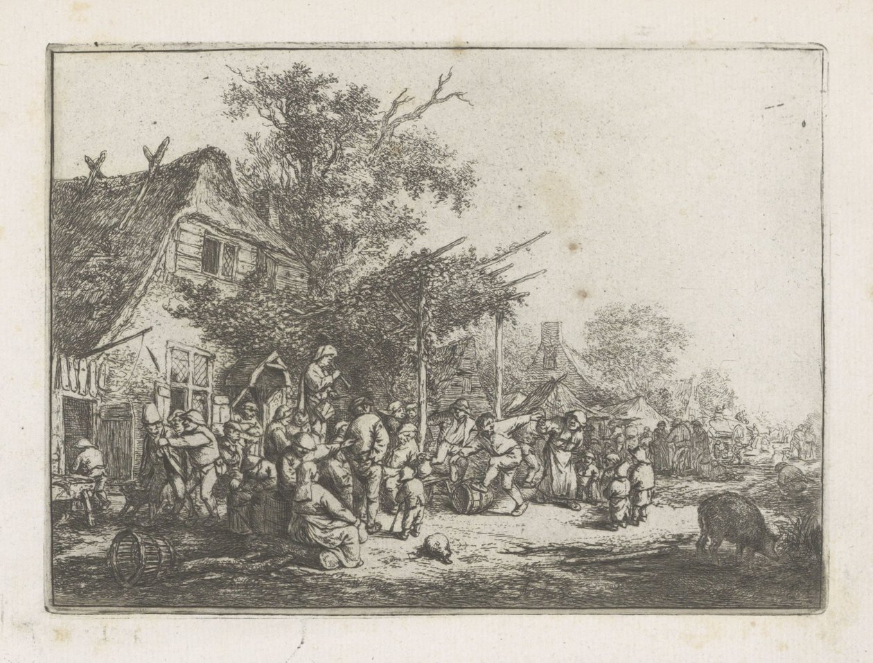 Bir hanın önünde dans eden köylüler by Adriaen van Ostade
