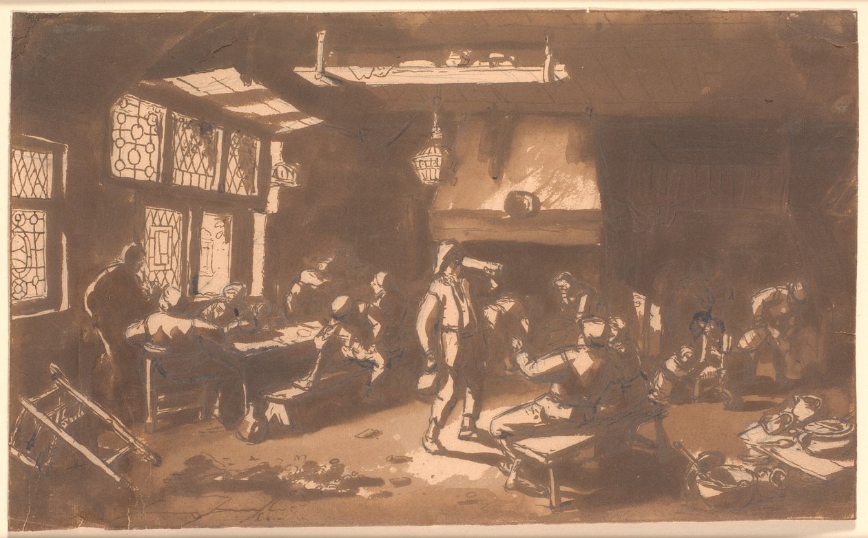 Çok sayıda misafiri olan bir han by Adriaen van Ostade