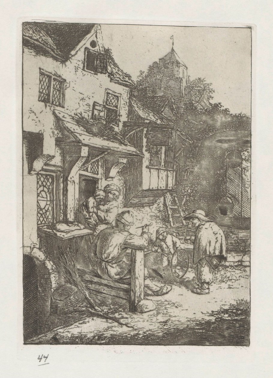Bir han için kavisli kemancı by Adriaen van Ostade