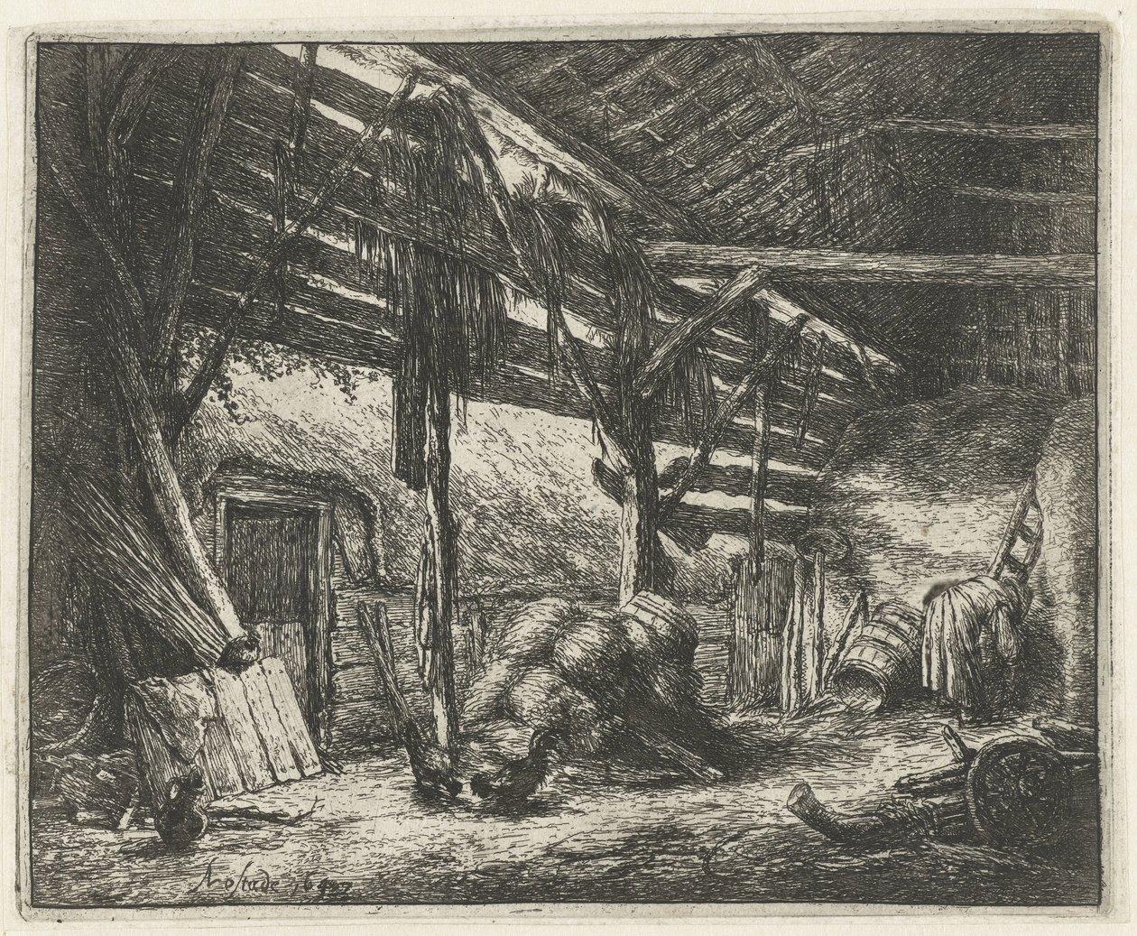 Bir saman ahırının içi saman ahırı by Adriaen van Ostade