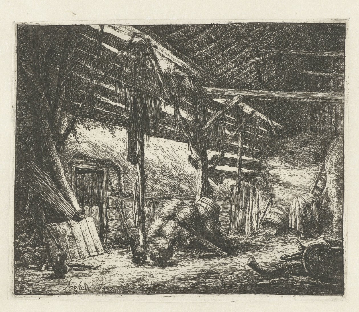 Bir saman ahırının içi ahır by Adriaen van Ostade