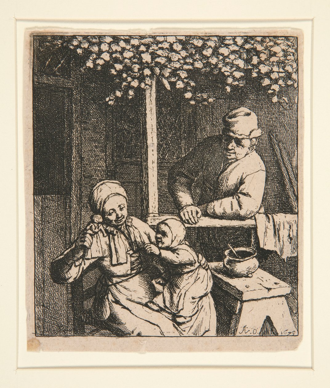 La poup?e arzu?e [Bebekle çocukla alay eden kadın] by Adriaen van Ostade