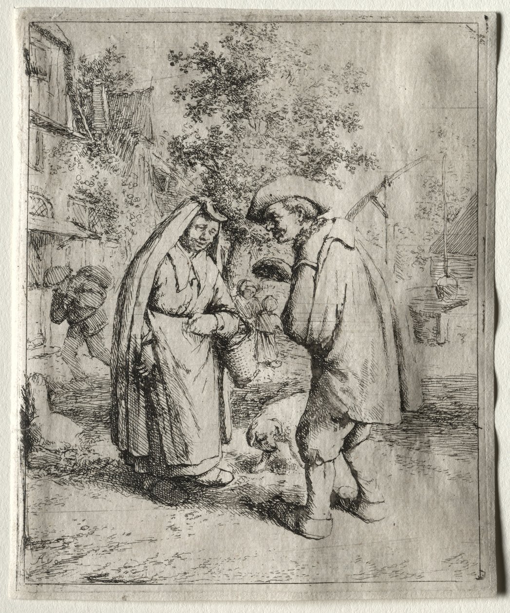 Bir Kadınla Konuşan Adam by Adriaen van Ostade