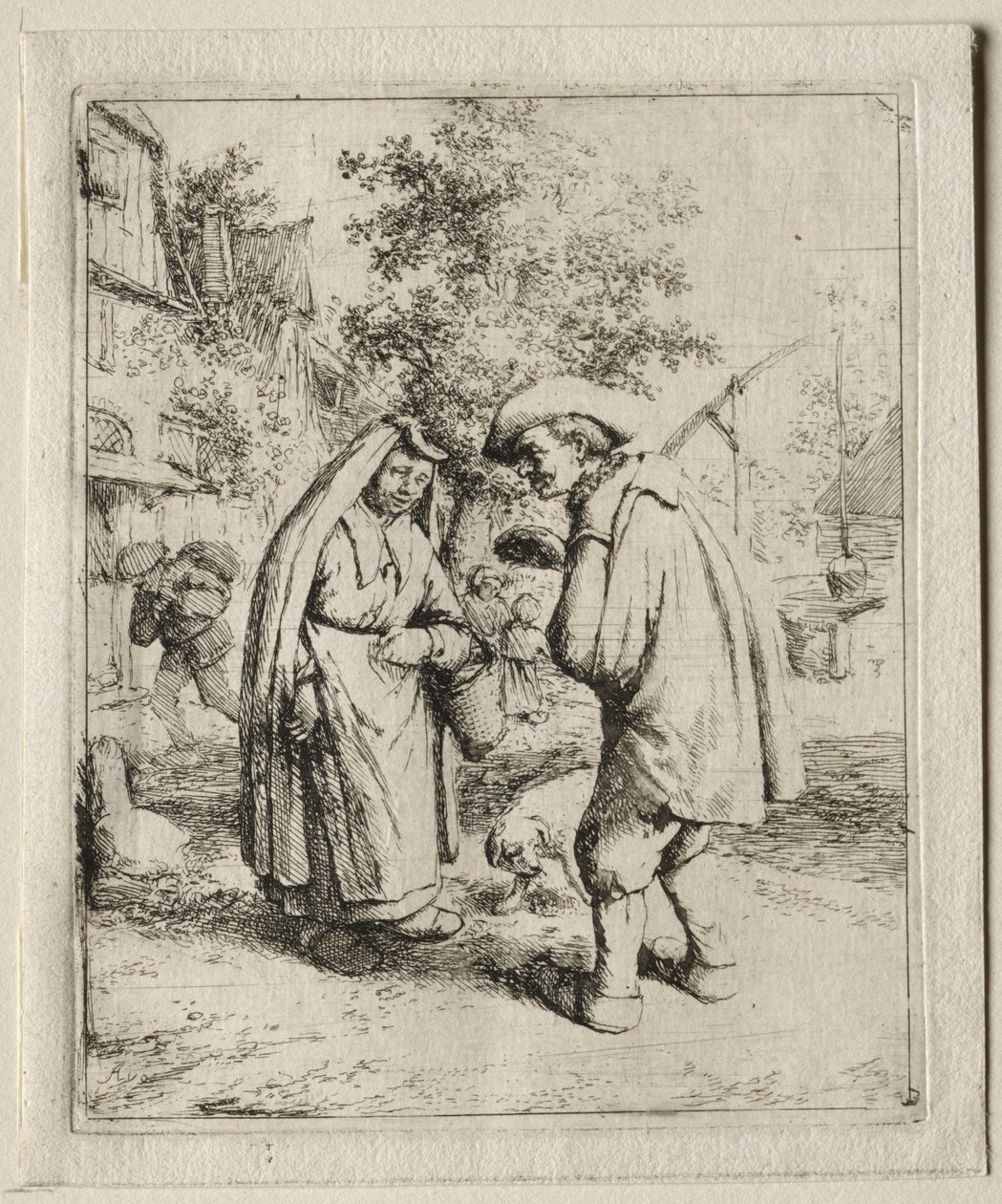 Bir Kadınla Konuşan Adam by Adriaen van Ostade