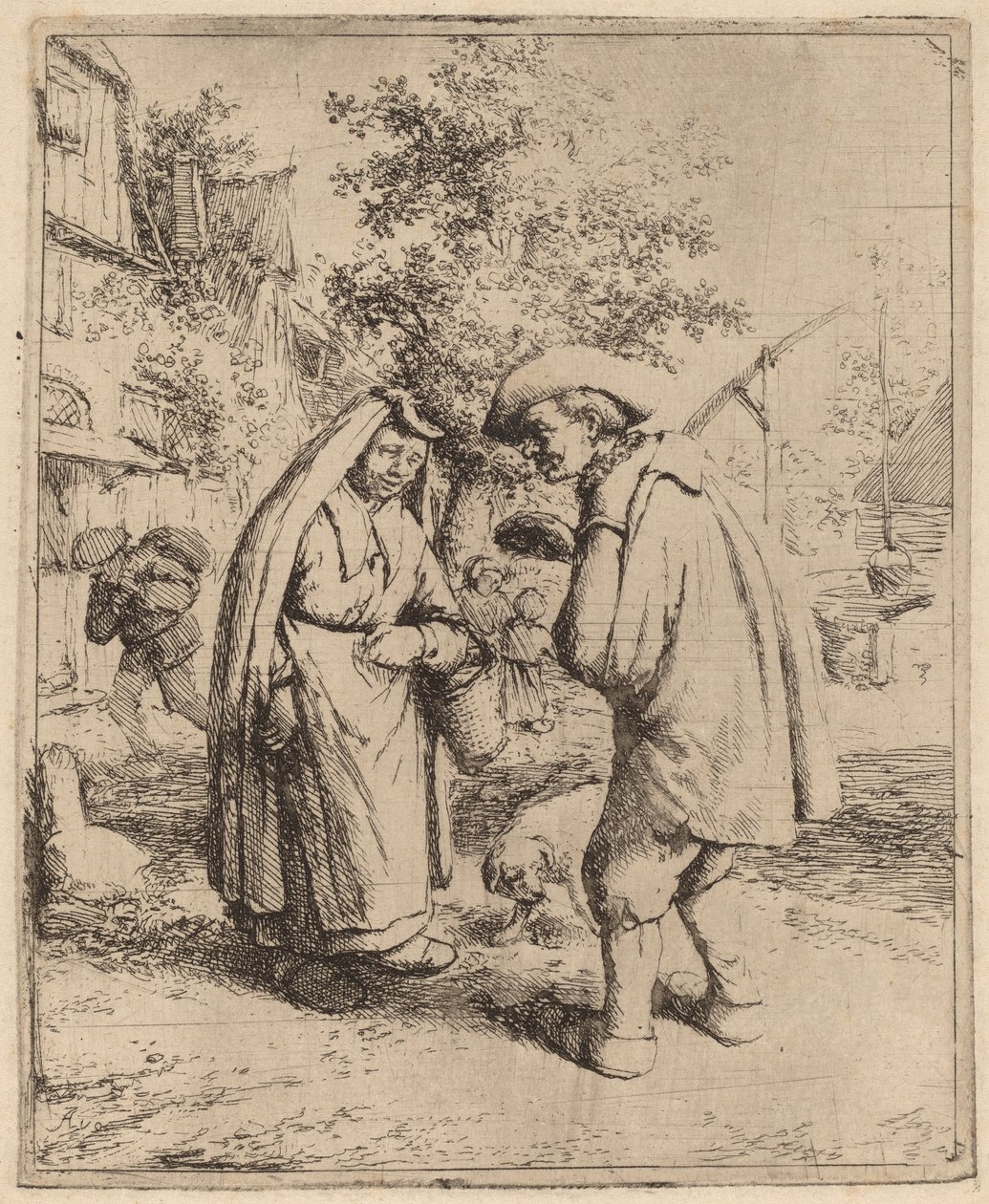erkek ve kadın konuşuyor by Adriaen van Ostade