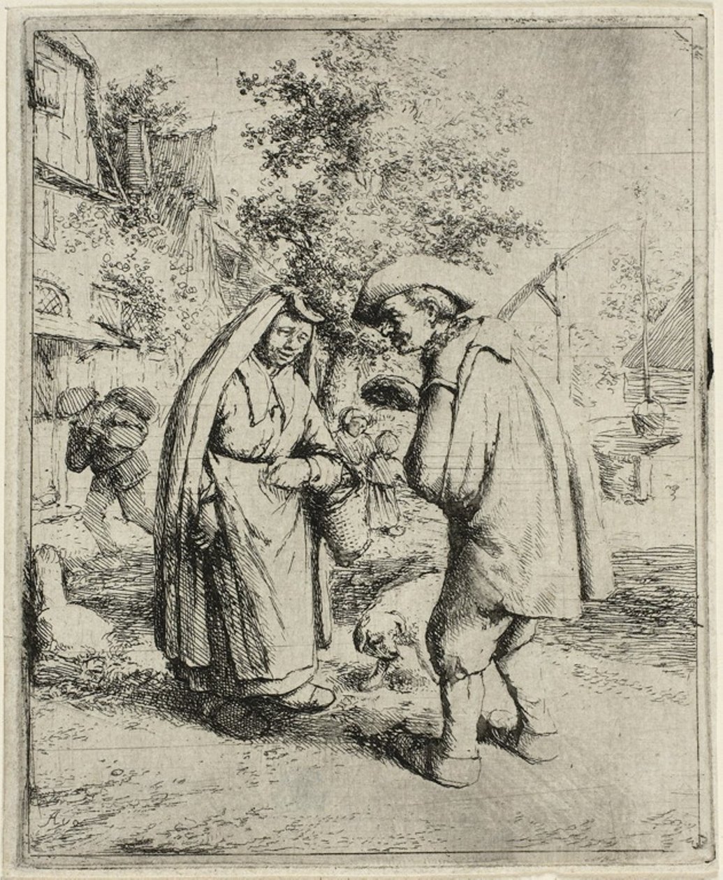 erkek ve kadın, konuşuyor by Adriaen van Ostade