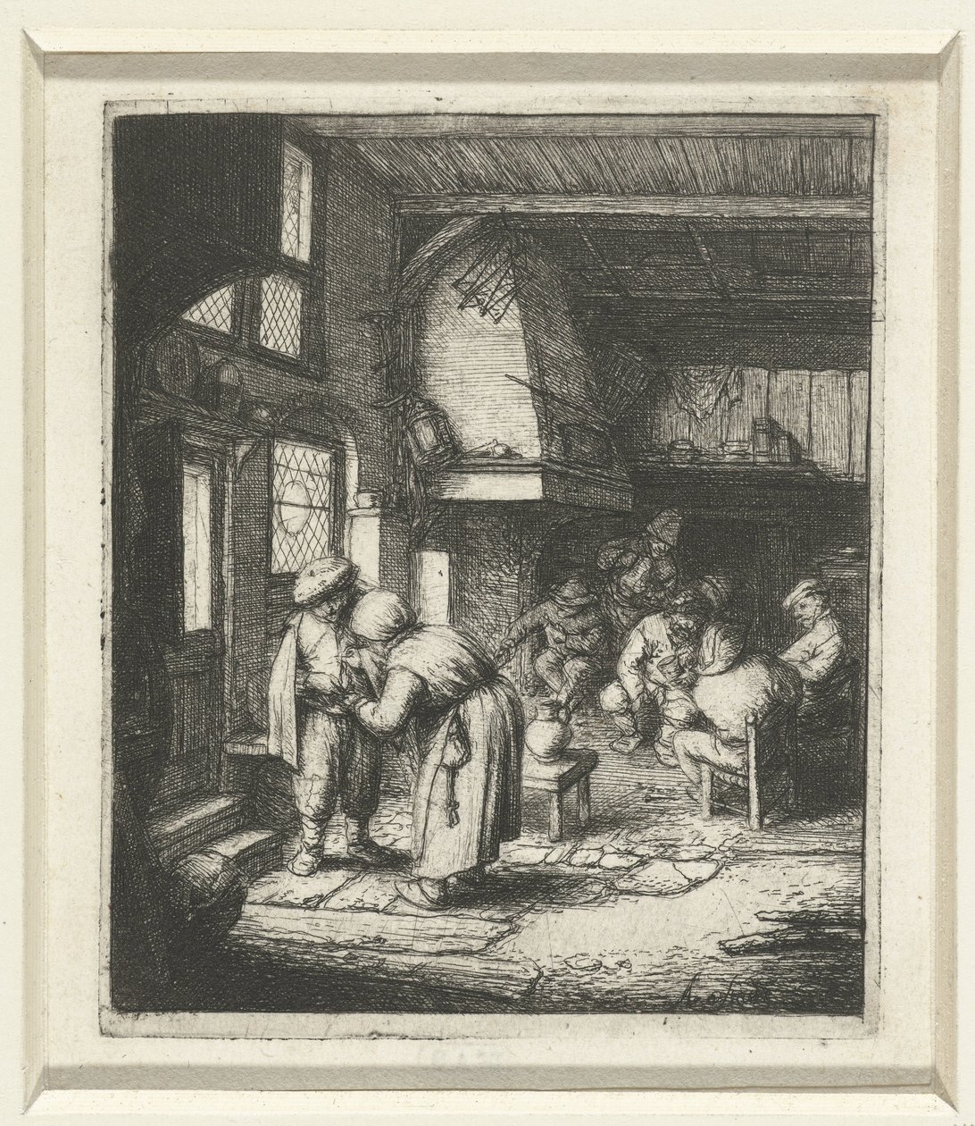Adam bir handa kadına masraflarını ödüyor pastanın ödenmesi by Adriaen van Ostade