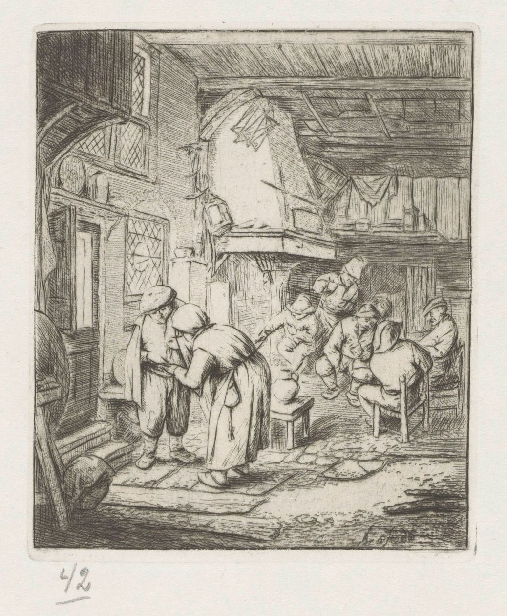 Adam bir handa kadına masraflarını ödüyor by Adriaen van Ostade