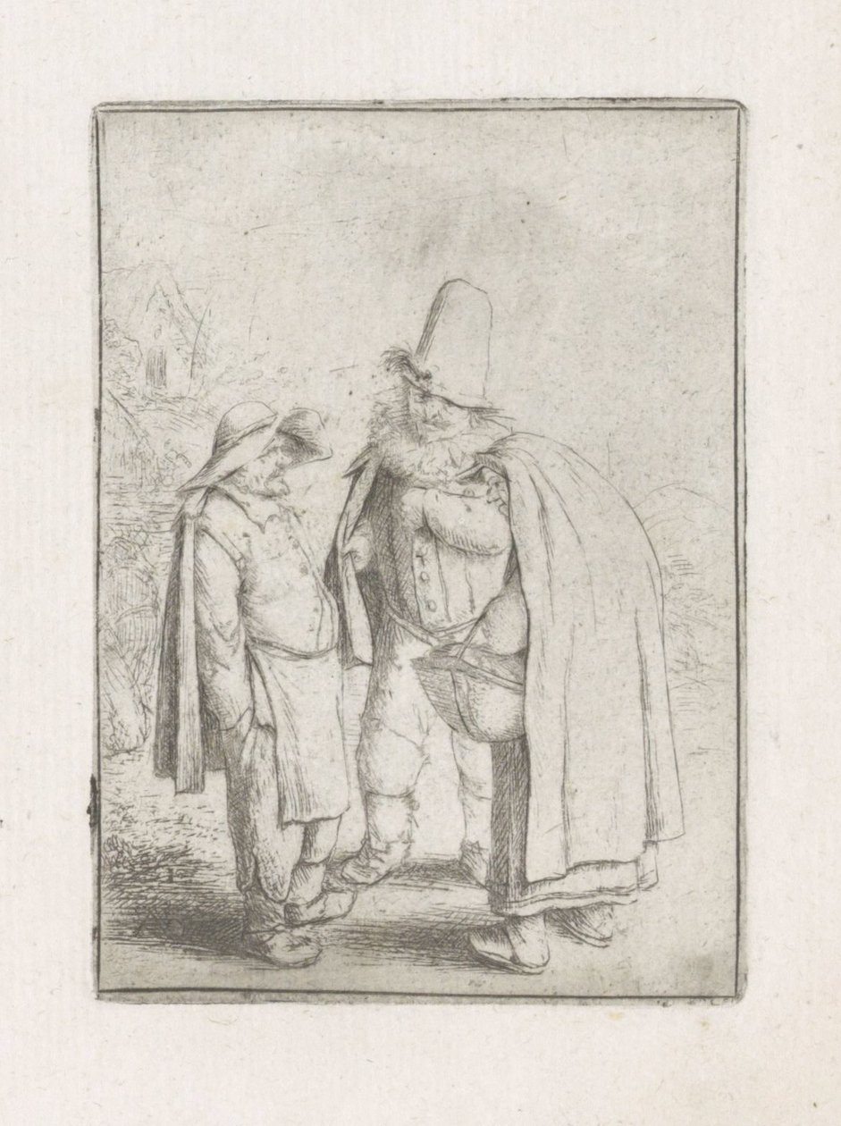 Köylü bir çiftle pilili yakalı adam Üç grotesk figür by Adriaen van Ostade