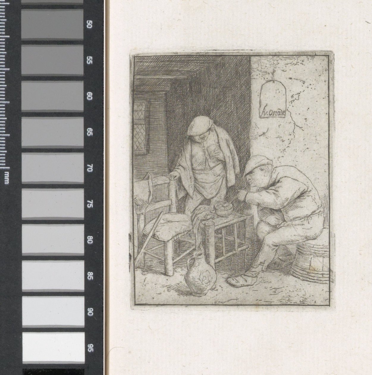 Adam bir iç bir boru yakar by Adriaen van Ostade