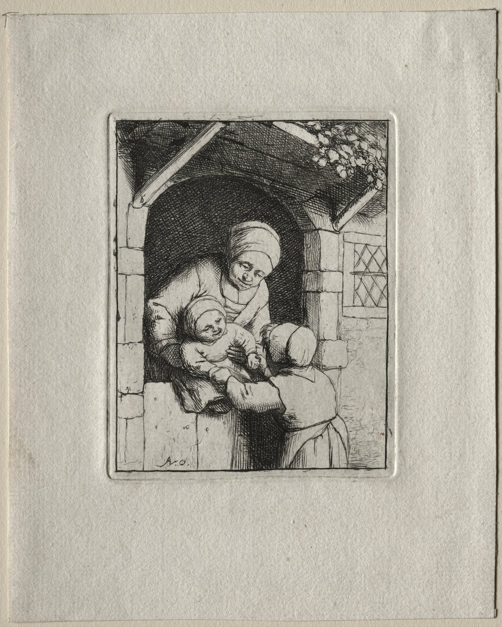 anne ve iki çocuk by Adriaen van Ostade