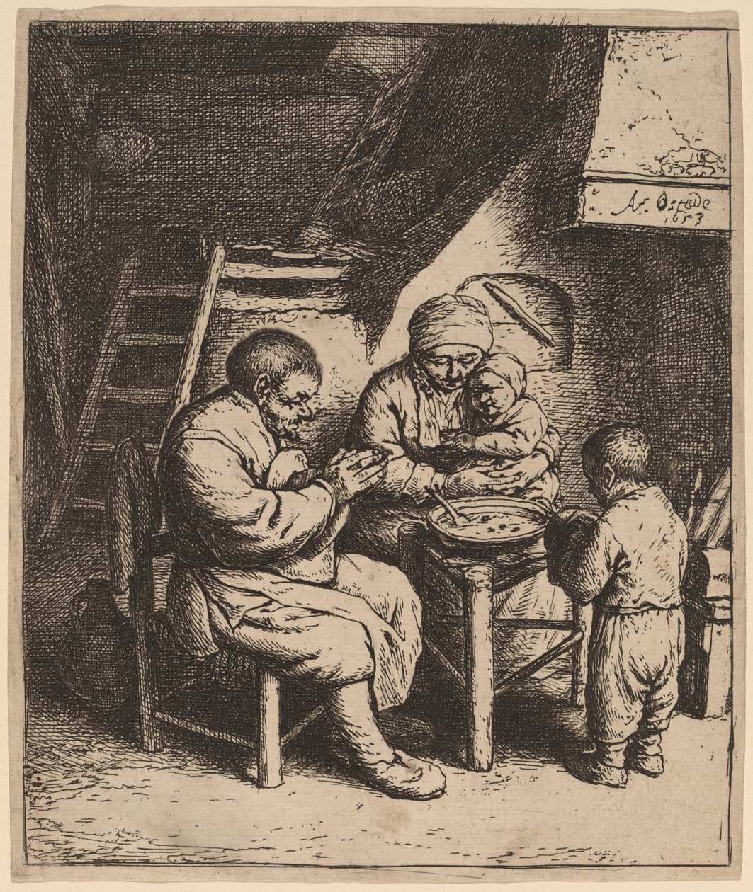 Grace Diyen Köylü Ailesi by Adriaen van Ostade