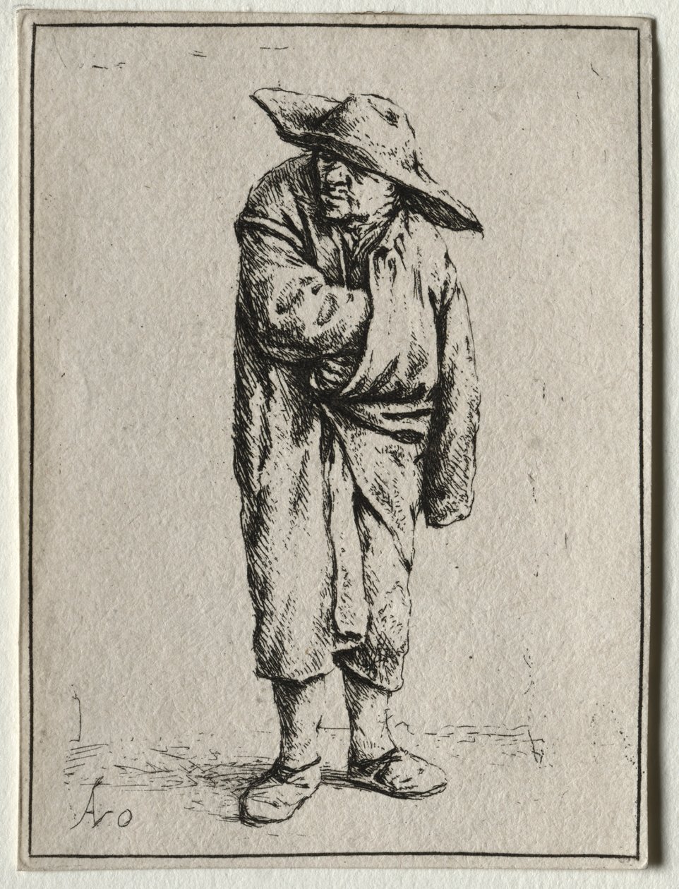 Elinde pelerini olan köylü by Adriaen van Ostade