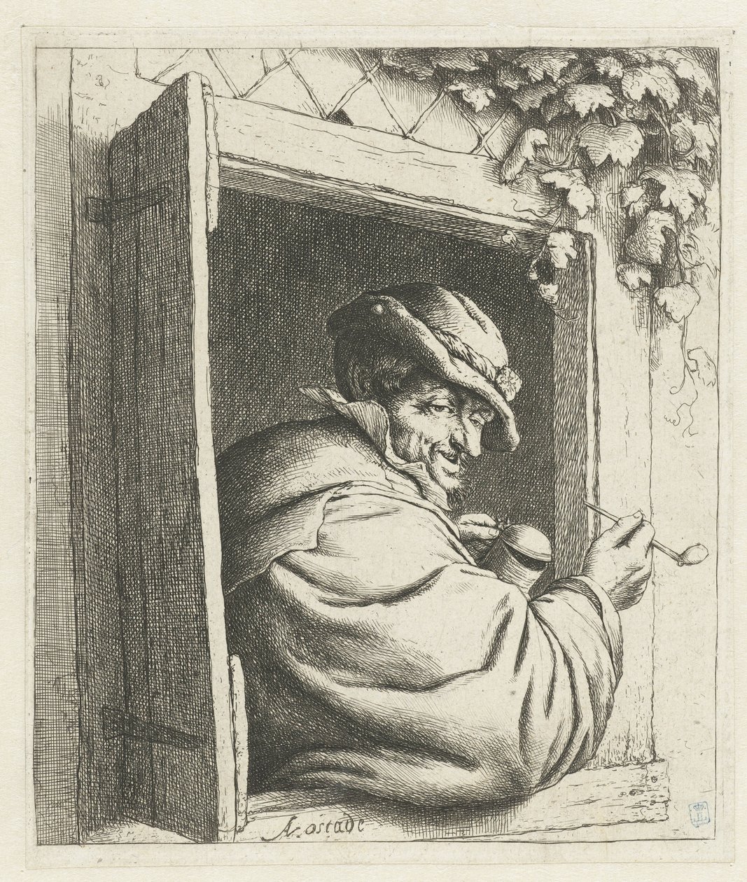 Pencere açıklığında sigara içen çiftçi Pencerede sigara içen by Adriaen van Ostade