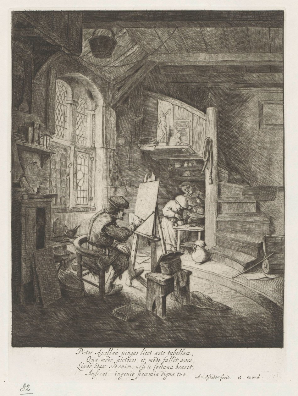 Onun stüdyosunda ressam by Adriaen van Ostade