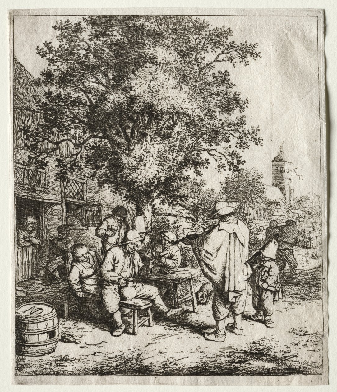 kemancı ve huysuz çocuk by Adriaen van Ostade