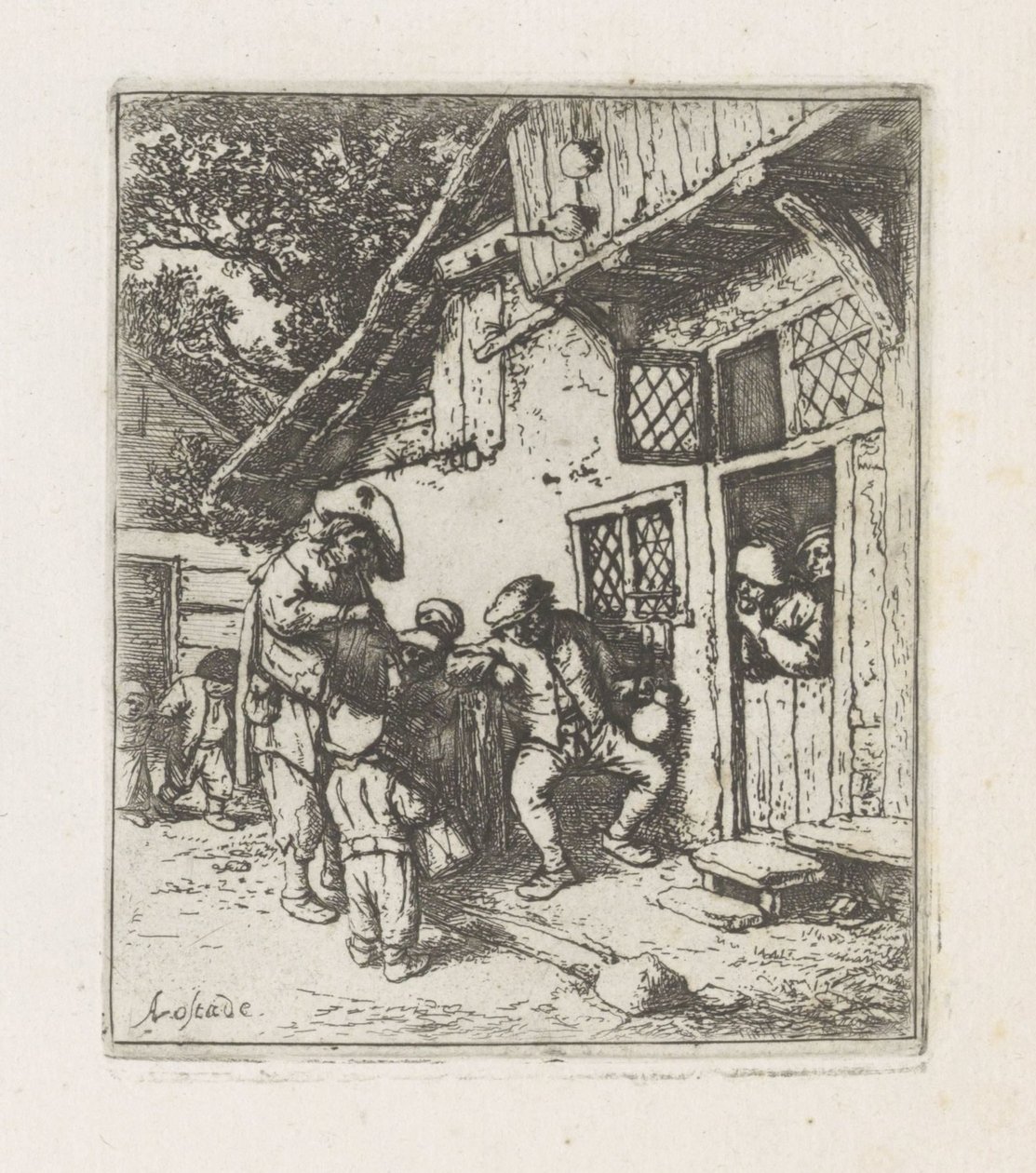 Bir eve iki müzisyen by Adriaen van Ostade