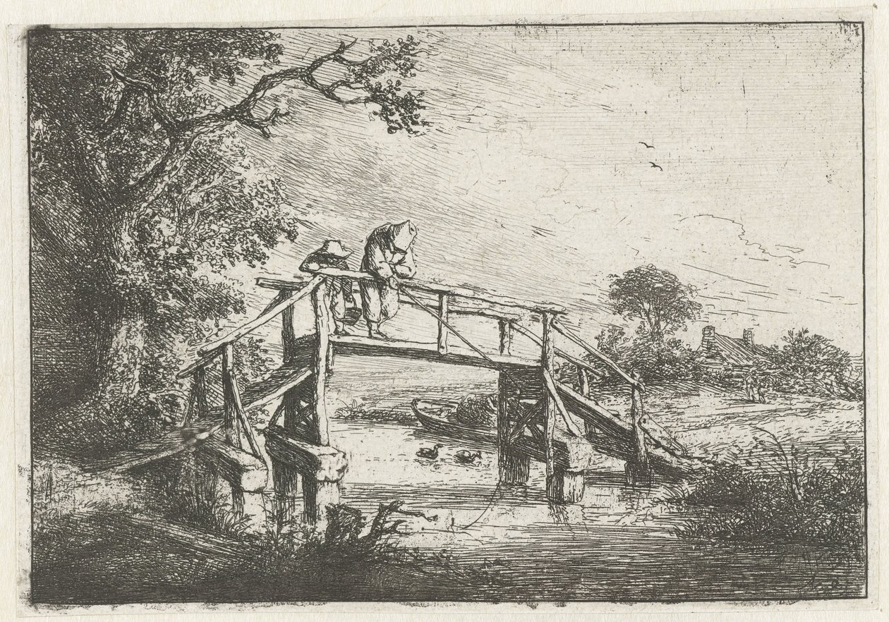 Bir köprüde iki balıkçı Balıkçı by Adriaen van Ostade