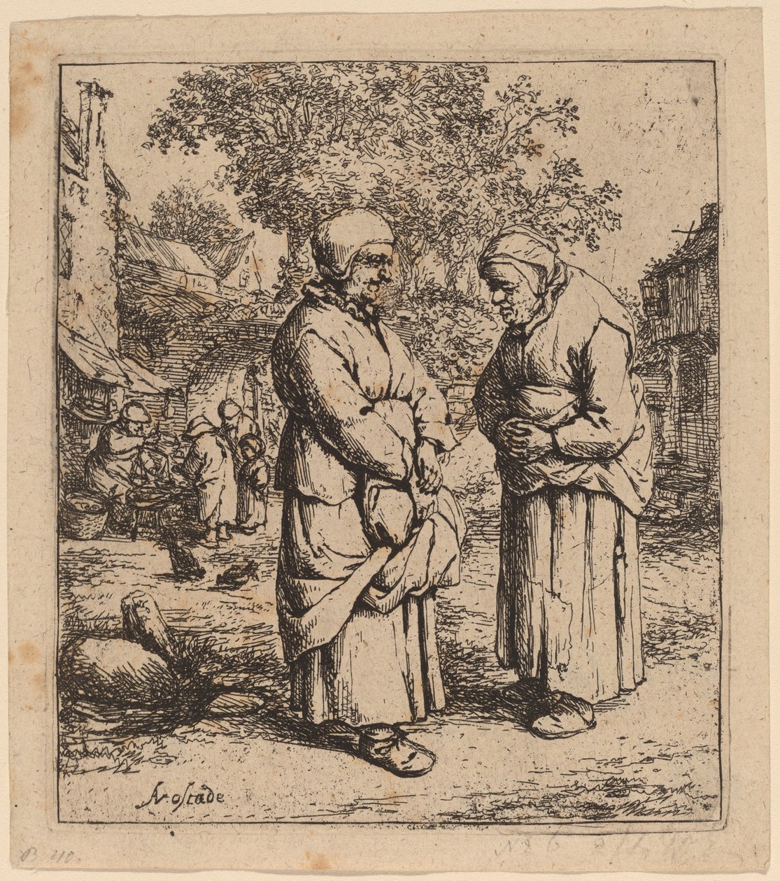 iki dedikodu by Adriaen van Ostade