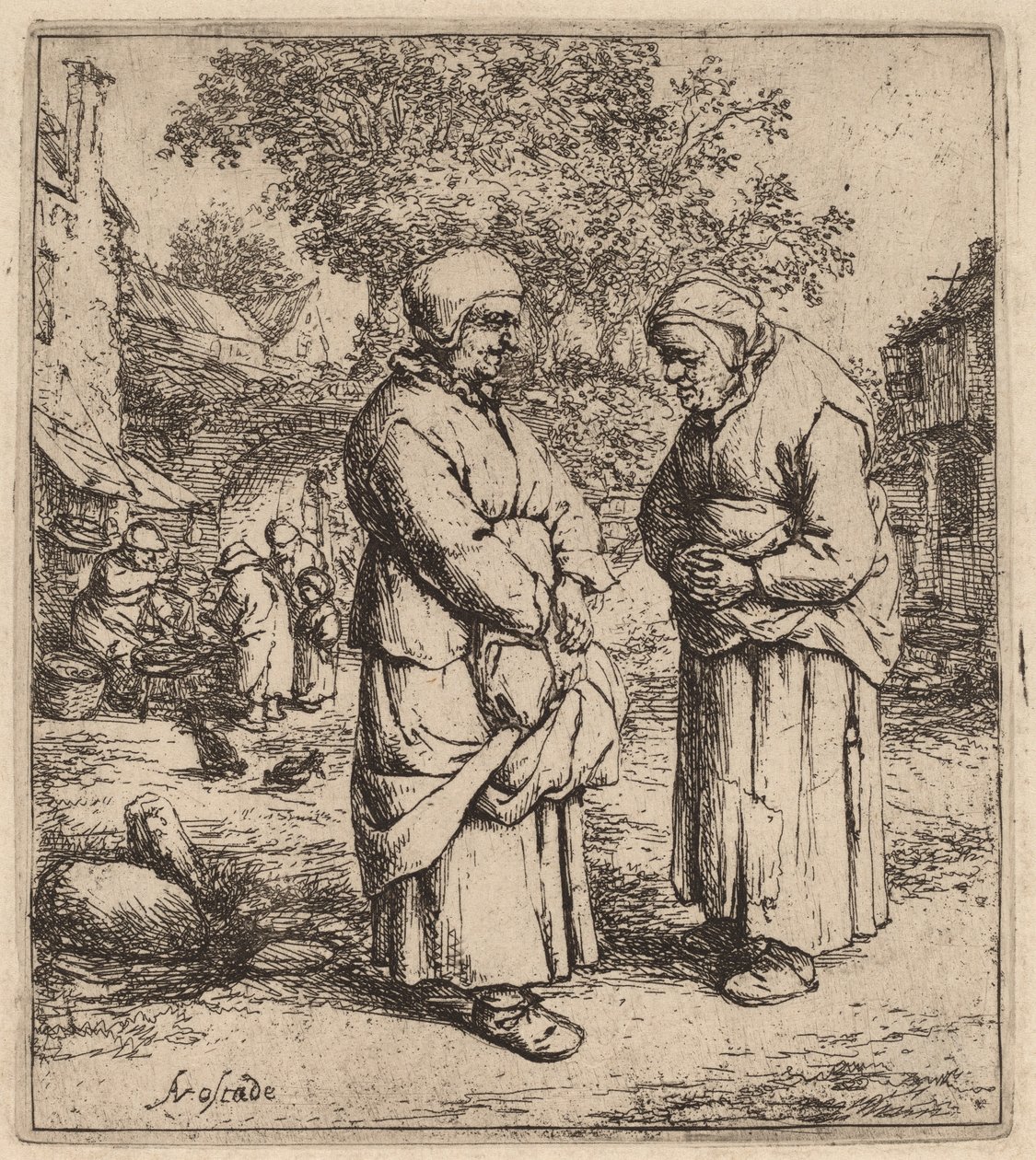 iki dedikodu by Adriaen van Ostade