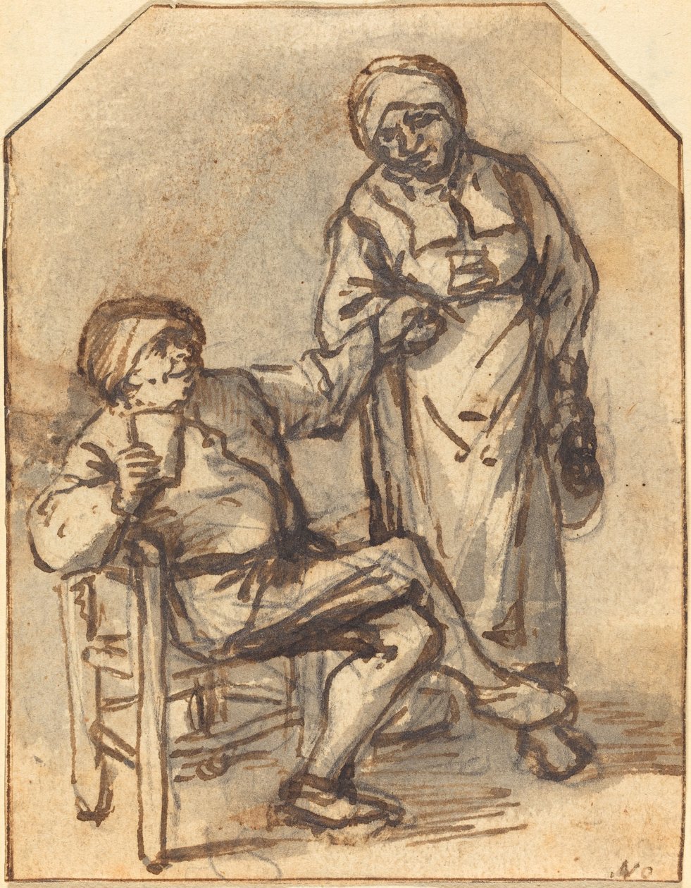 İki Köylü İçiyor by Adriaen van Ostade