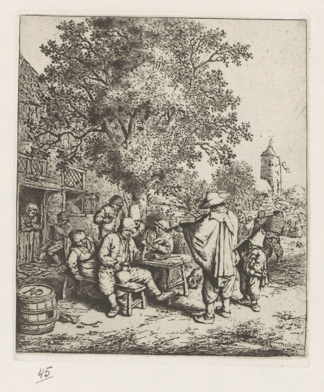 Kemancı ve genç bir lir çalar by Adriaen van Ostade
