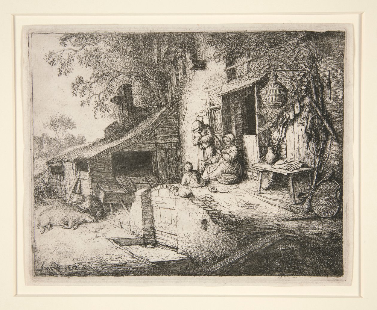 Kulübenin Kapısında Dönen Kadın by Adriaen van Ostade