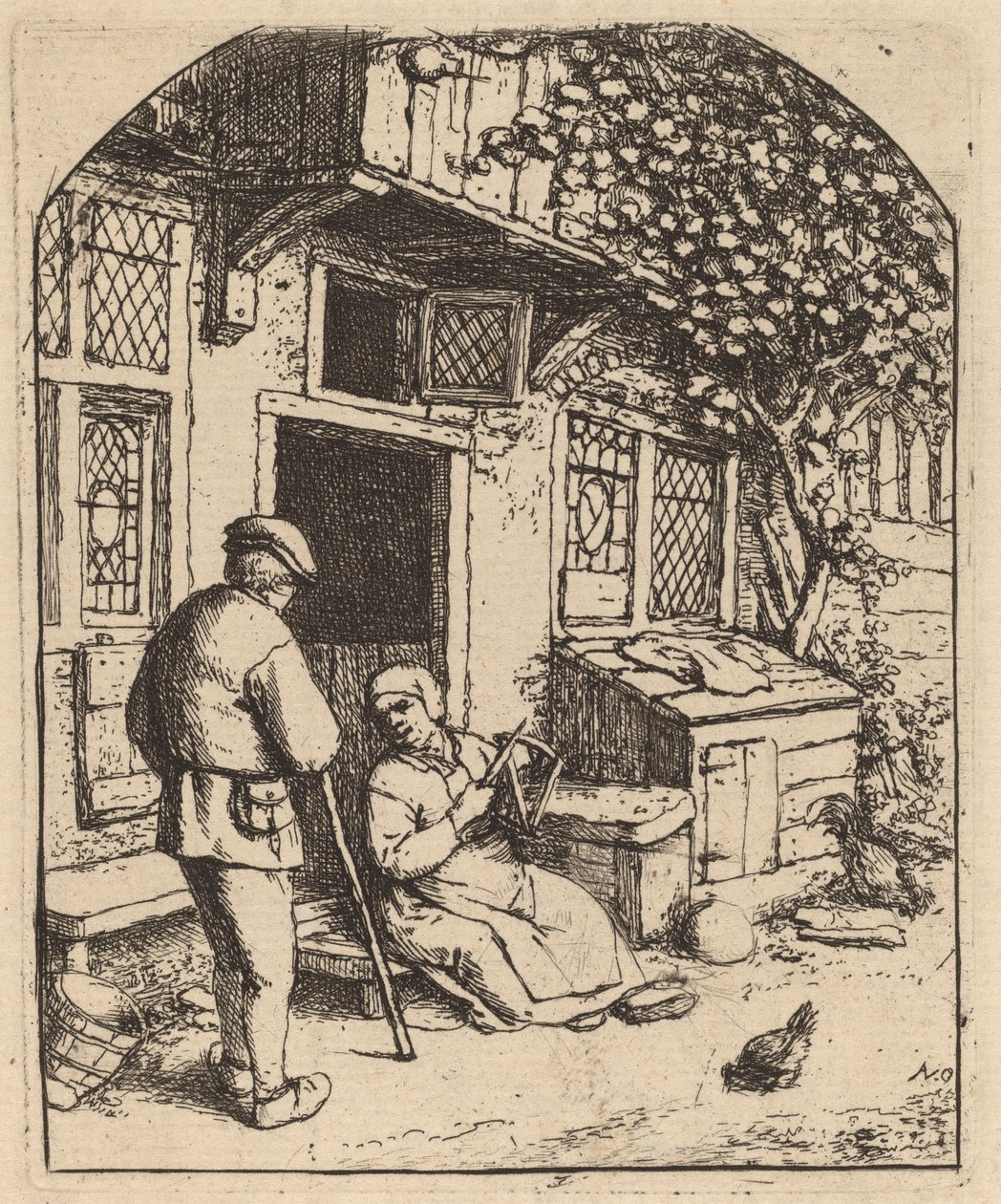 Makaraya Sarılan Kadın (La Devideuse) by Adriaen van Ostade