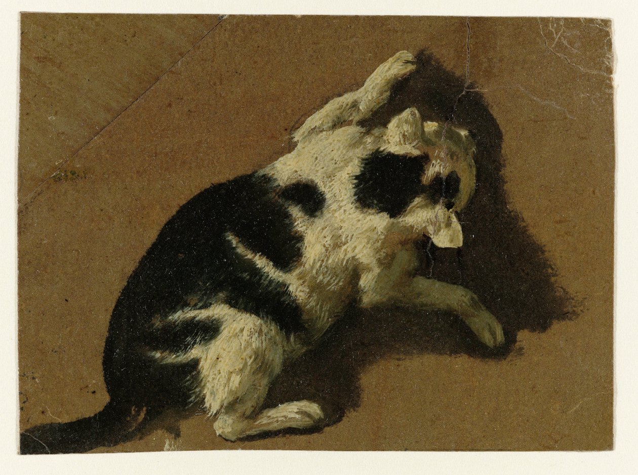Duvarın yanında oynayan kedi by Adriaen van de Velde (attributed to)