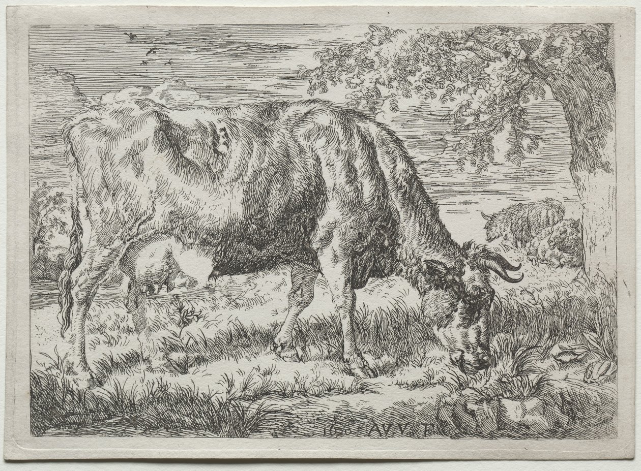 Ağacın Altında İnek ve İki Koyun by Adriaen van de Velde