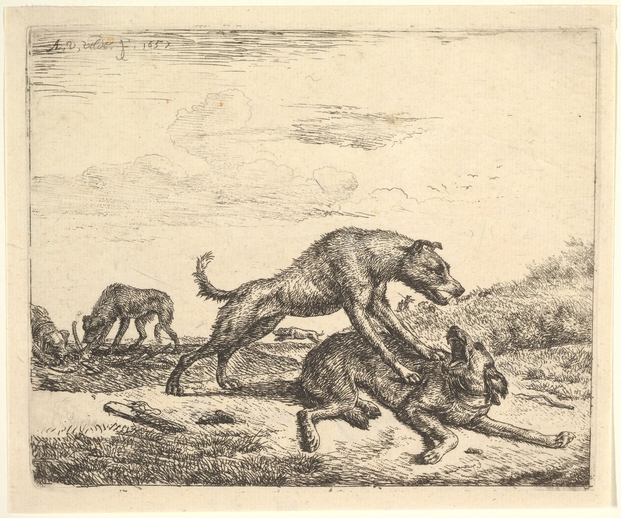 Farklı Hayvanlardan Dövüşen Köpekler, 1657. by Adriaen van de Velde