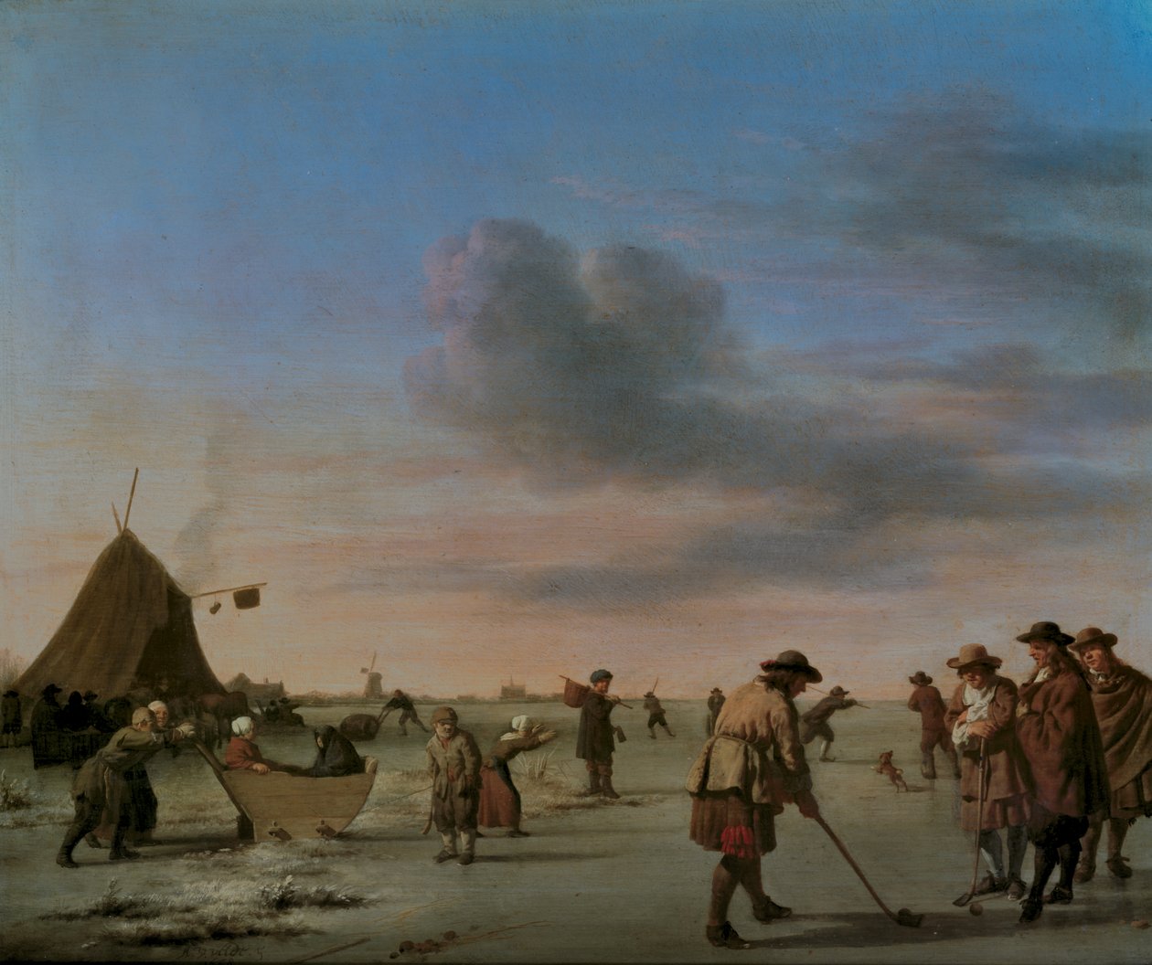 Haarlem yakınlarındaki Buzda Golfçüler, 1668 (panel) by Adriaen van de Velde