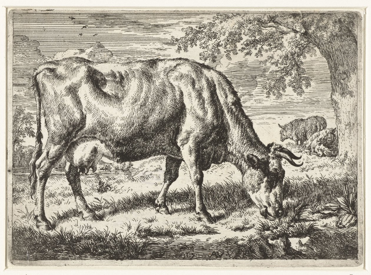 Otlayan inek ve iki koyun İnekler ve Koyunlar (dizi adı) by Adriaen van de Velde