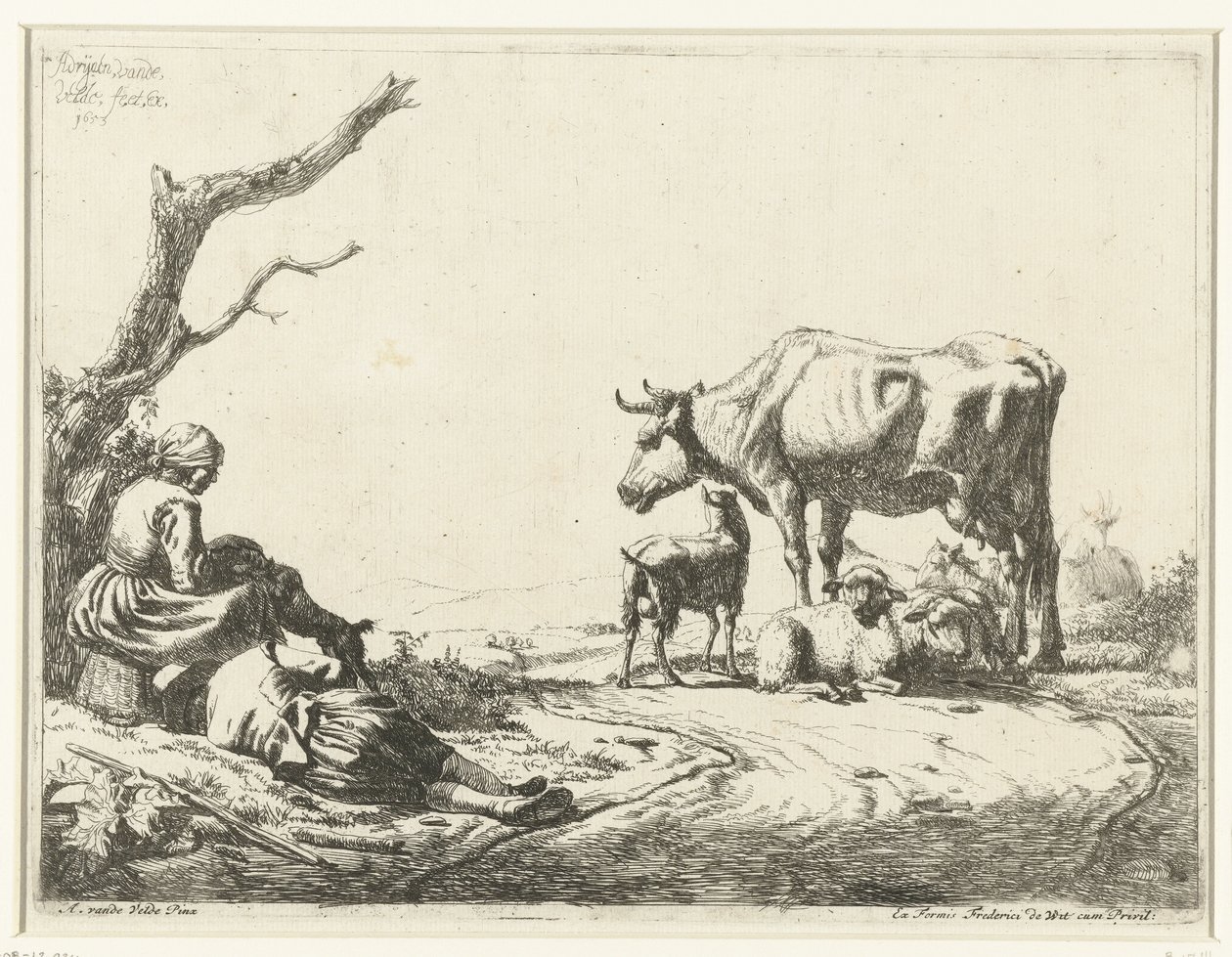 Sığır ile çoban ve çoban kız by Adriaen van de Velde