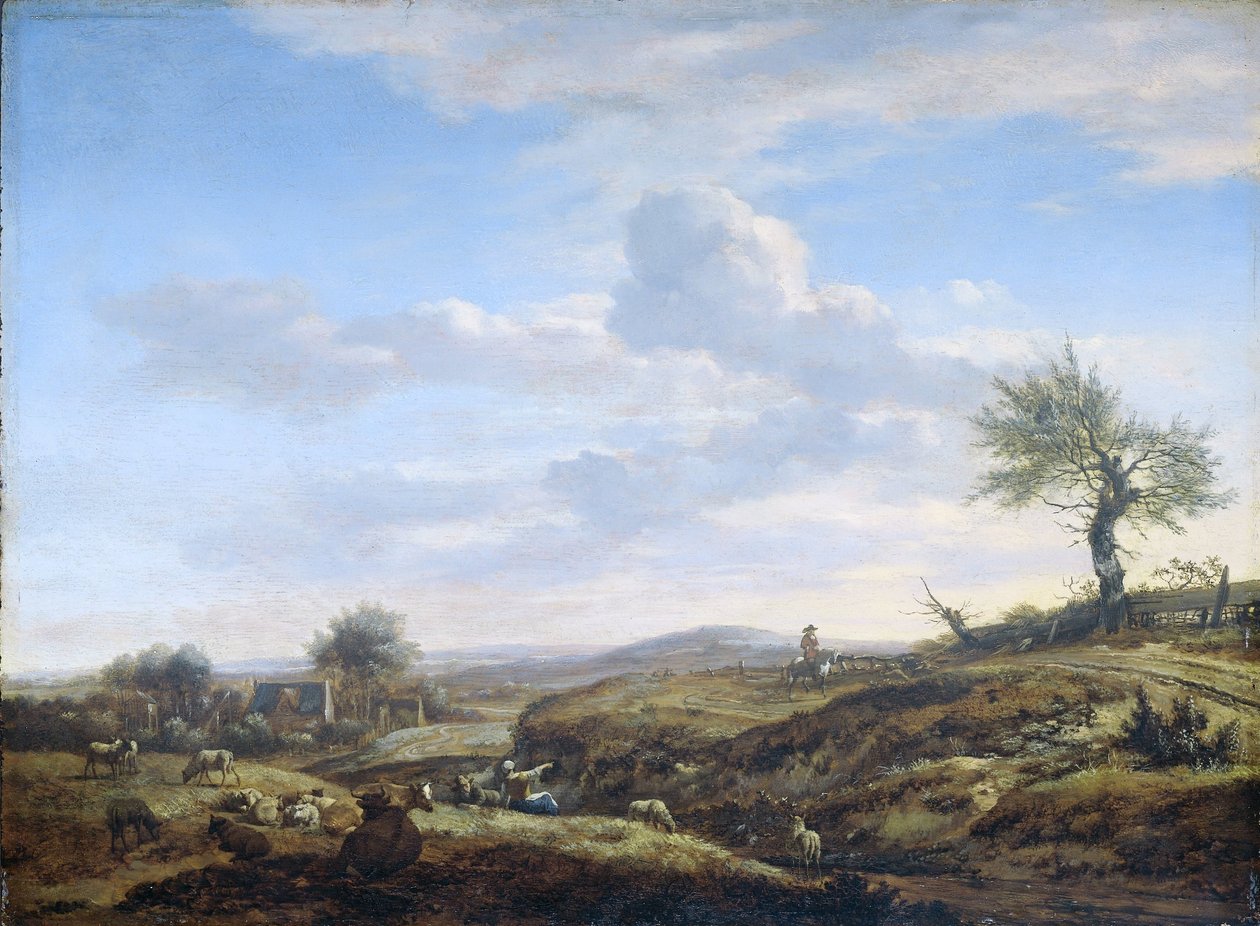 Yüksek Yollu Tepelik Manzara by Adriaen van de Velde