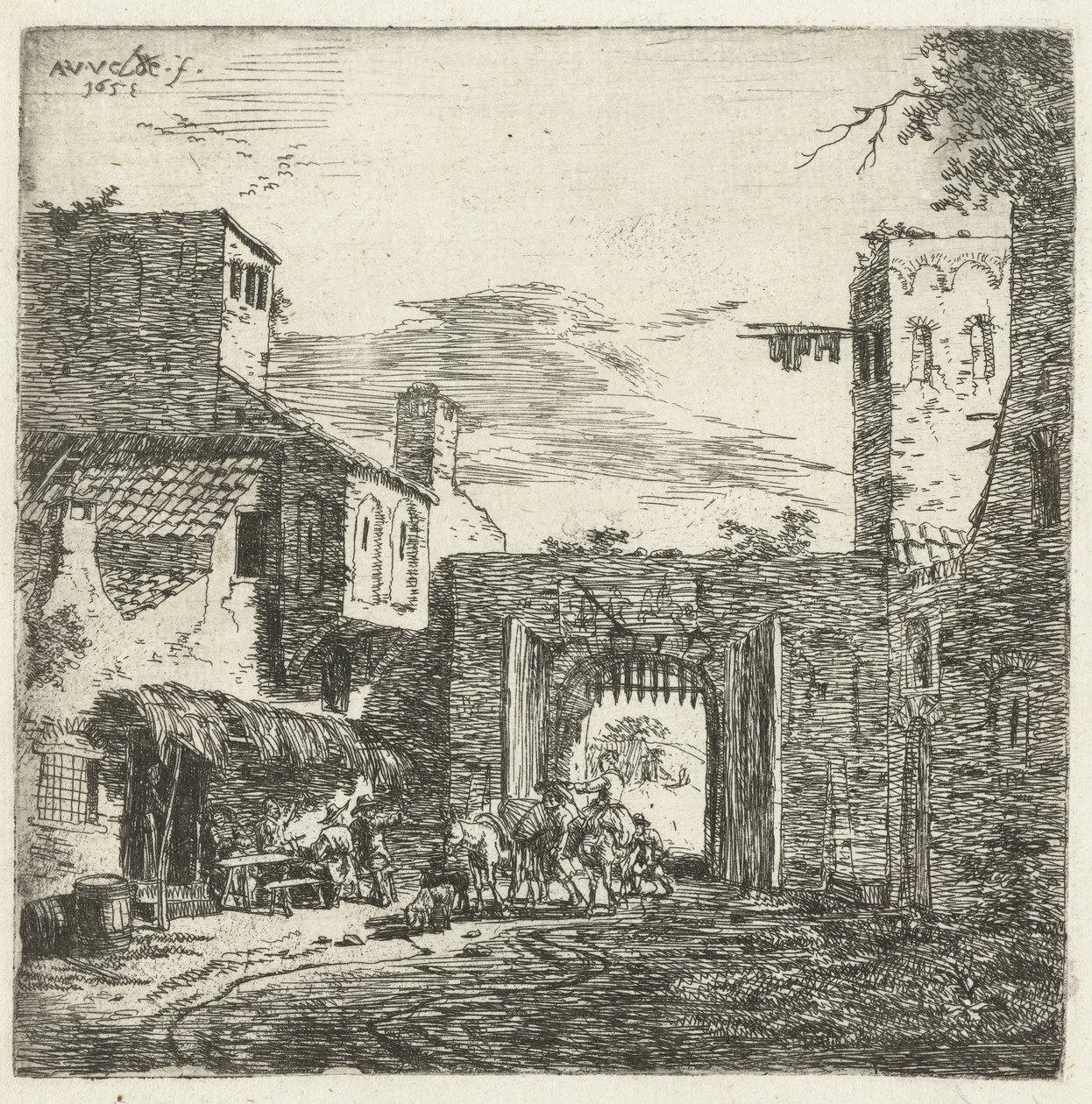 Şehir kapısındaki han, 1653 by Adriaen van de Velde