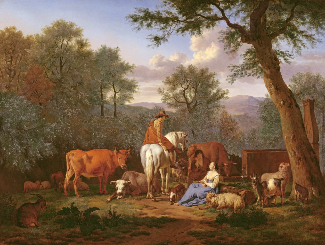 Sığır ve Figürlü Manzara, 1664 by Adriaen van de Velde