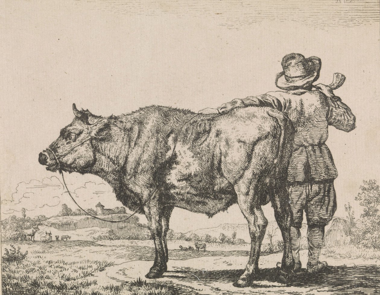Boğa ile duran adam by Adriaen van de Velde