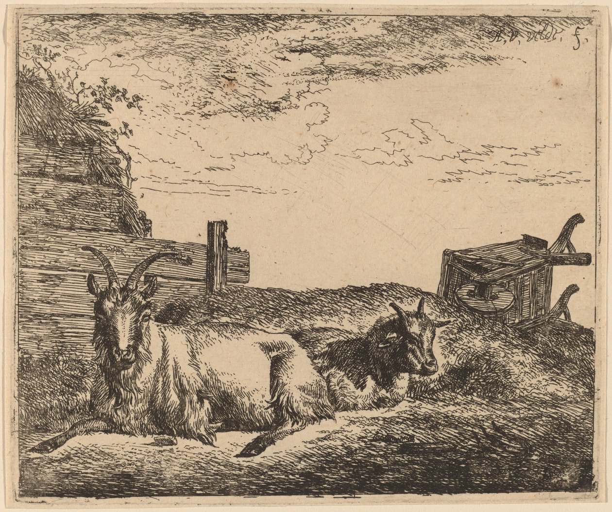 Yaslanmış Keçiler by Adriaen van de Velde