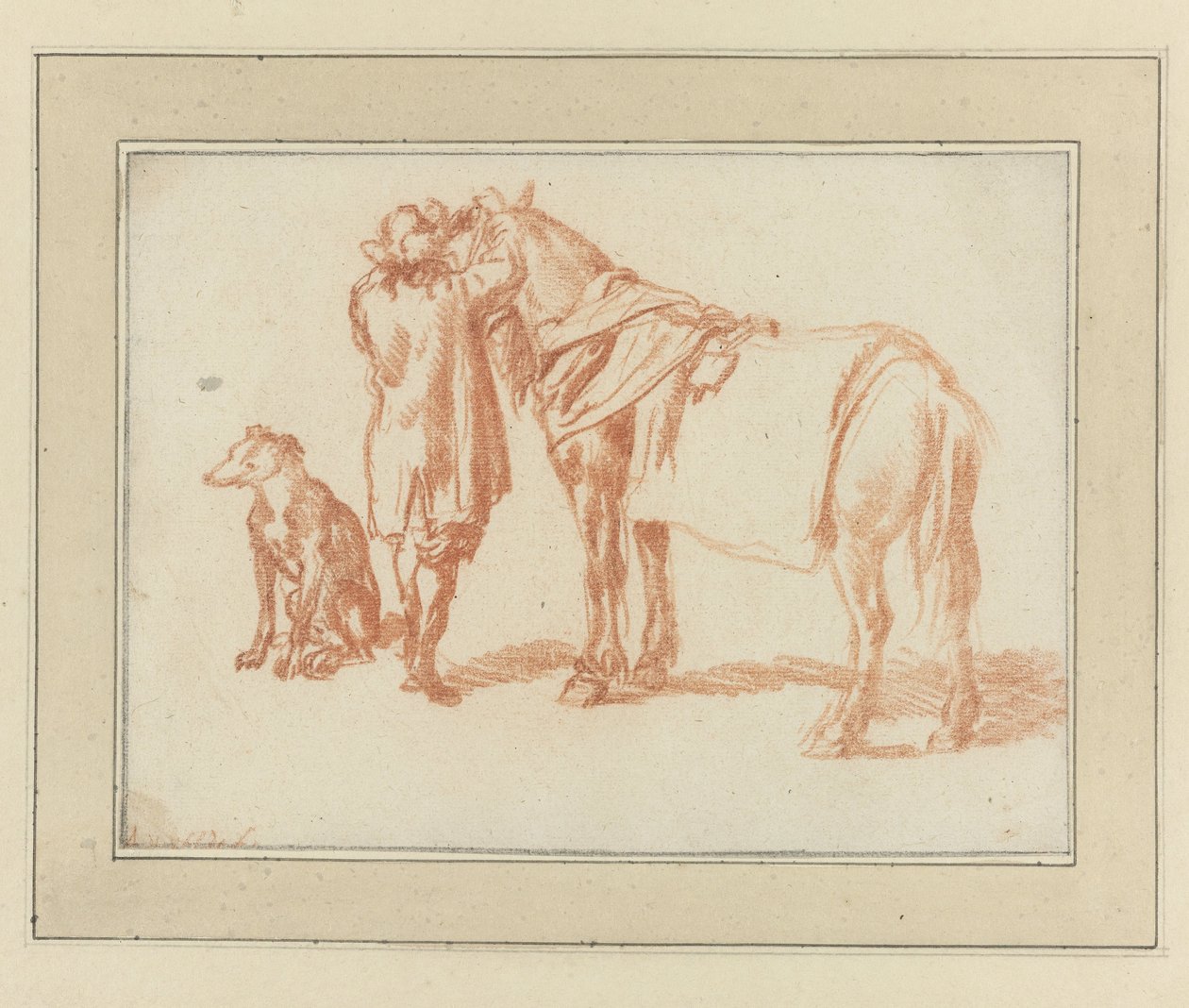 Bir at ve bir köpeğin yanındaki binici by Adriaen van de Velde