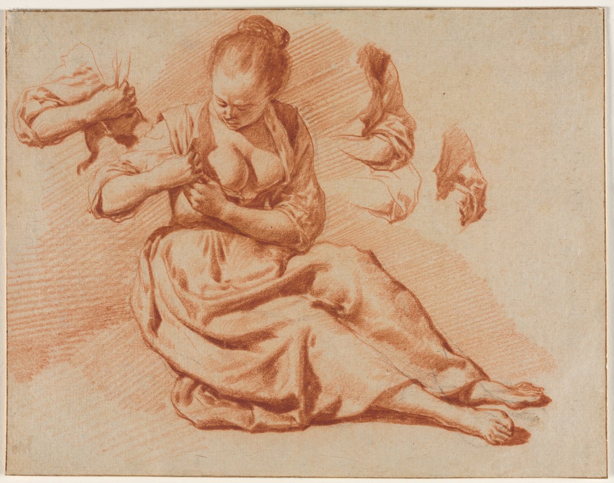 Oturan Pire Arayan Kadın, c. 1671. by Adriaen van de Velde