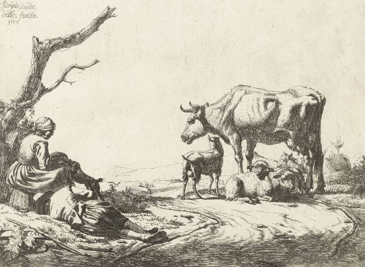 Sığırlarla çoban ve çoban kız, 1653 by Adriaen van de Velde