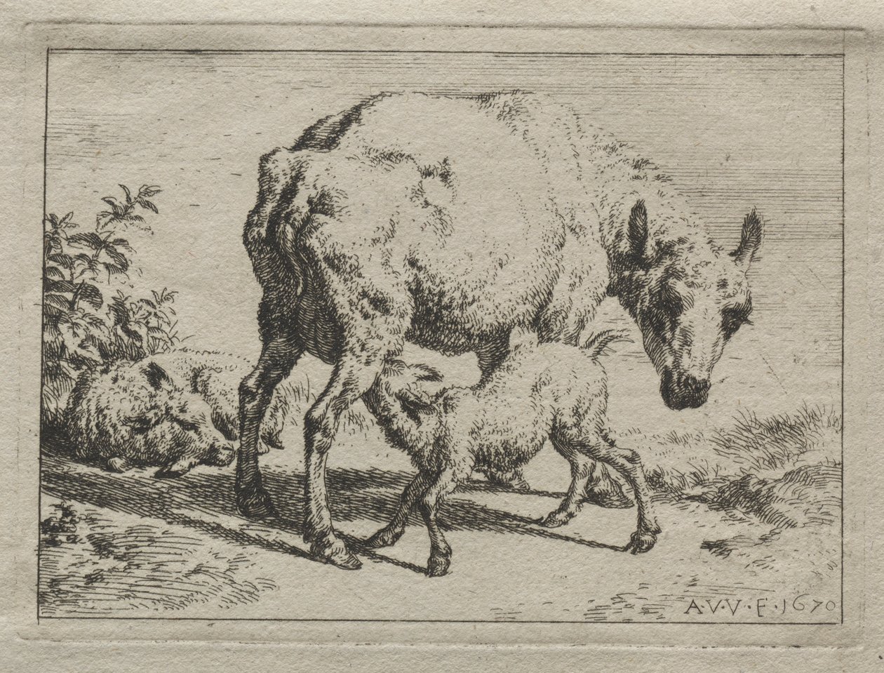 Koyun ve İki Kuzu, 1670. by Adriaen van de Velde