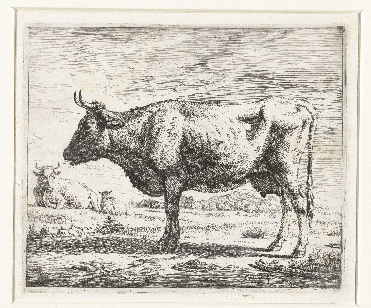 İki inek ve bir koyun Farklı hayvanlar (dizi başlığı) by Adriaen van de Velde