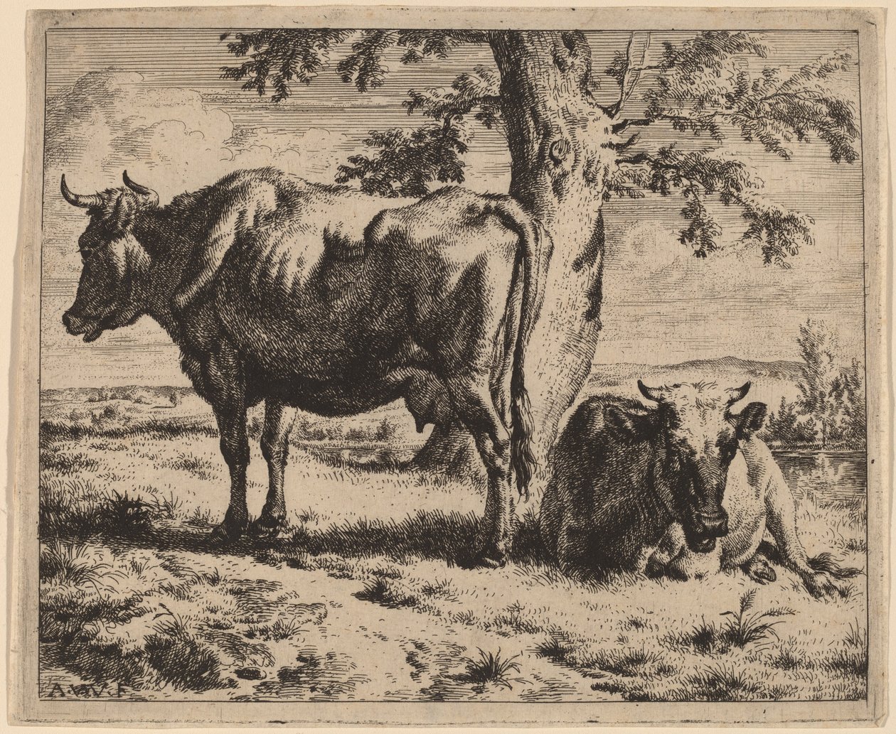 Bir Ağacın Altında İki İnek by Adriaen van de Velde