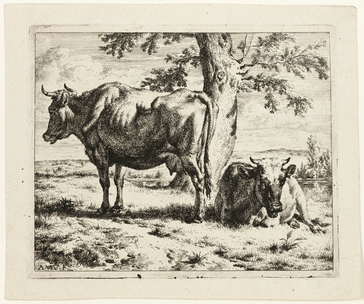 Bir Ağacın Altında İki İnek by Adriaen van de Velde