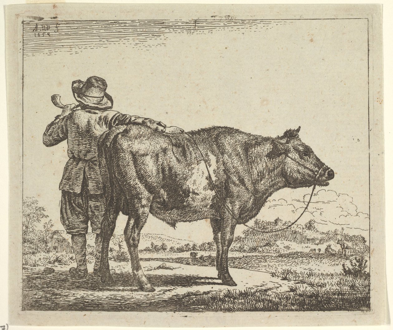 Farklı Hayvanlardan Bir Boğa ile Genç Çoban, 1659. by Adriaen van de Velde