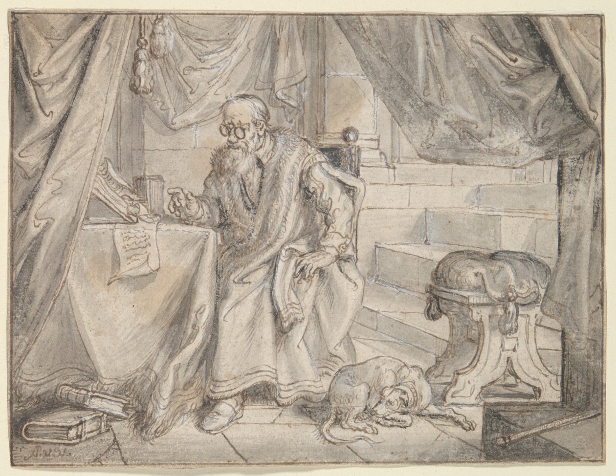 için çalışma by Adriaen van de Venne