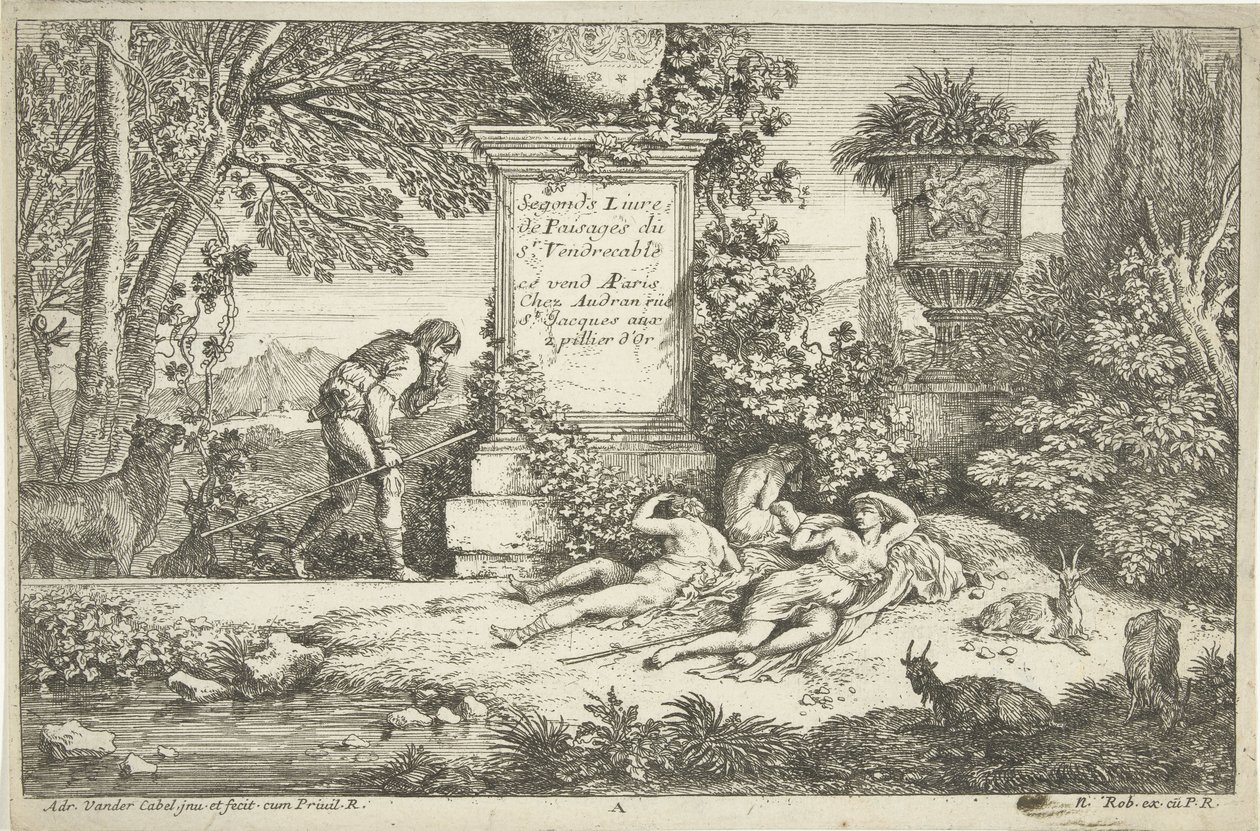 uyuyan çobanlar Manzaralar, 1. seri (dizi başlığı) by Adriaen van der Kabel