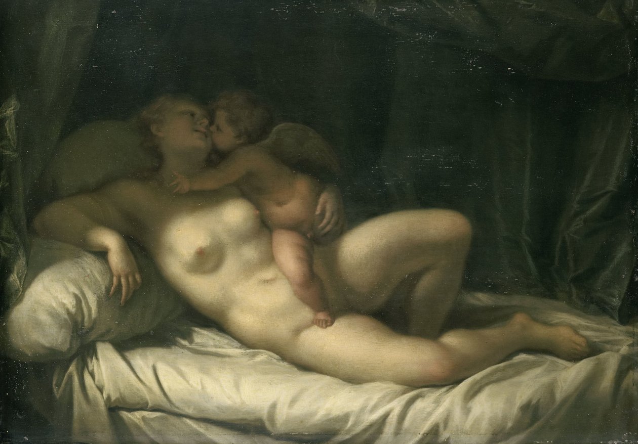 Amor Öpüşme Venüs by Adriaen van der Werff (manner of)